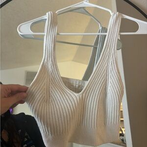 Urban Outfitters Cream Ribbed Crop Top